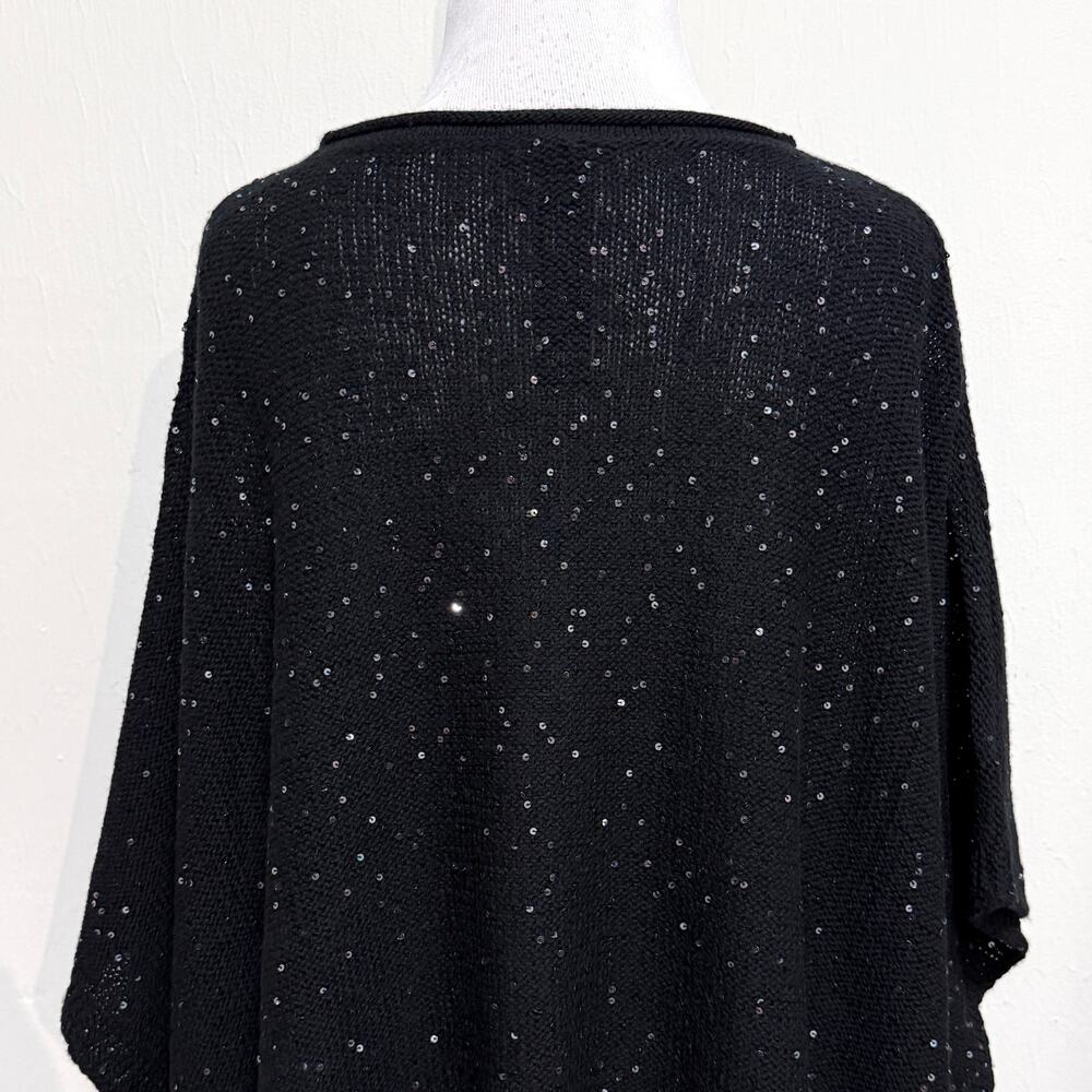 Eileen Fisher Oversized Knit Merino Wool Blouse S/M Black Sequin Holiday Party - Picture 9 of 12